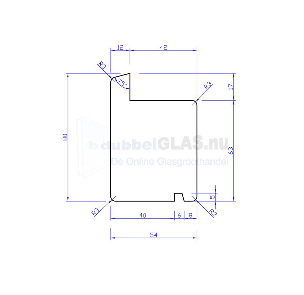 Merantie Raamprofiel RP4 54x80 305cm