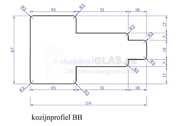 Merantie Kozijnprofiel BB 67x114 305cm