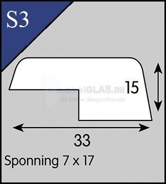 Glaslat Merantie S3 15x33 (sponning 7mm) Wit gegrond 400cm
