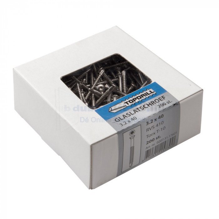 Glaslatschroef lenskop torx10 3.2mm x 40mm 200 stuks